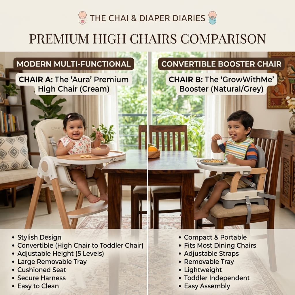Babyhug Comfy 3-in-1 and LuvLap Royal multi-functional baby high chairs comparison
