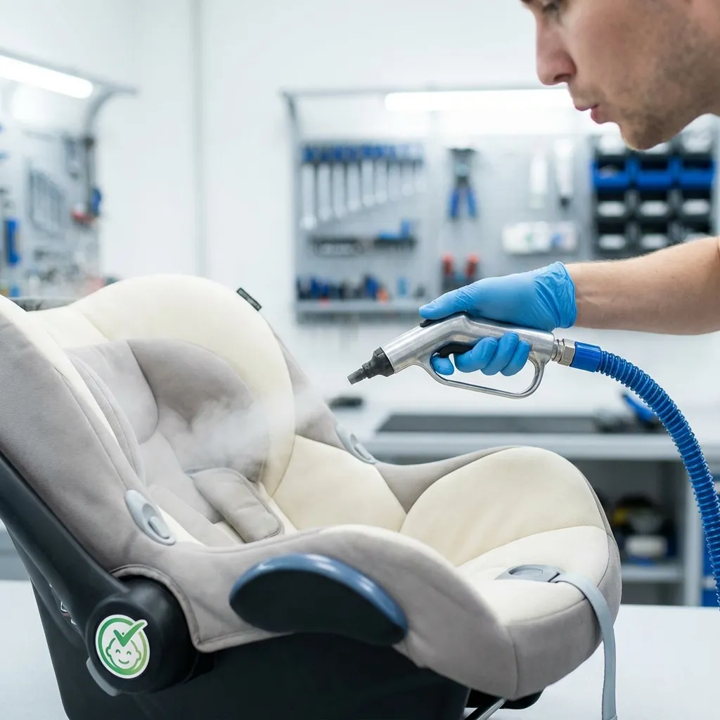 Careful cleaning and inspection of a baby car seat