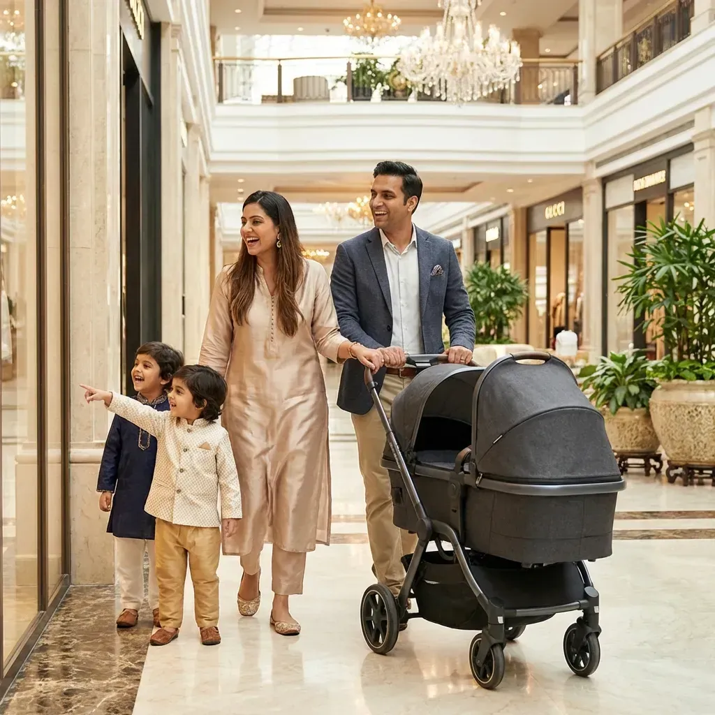 Parent enjoying an outing with baby gear from HomieHyra