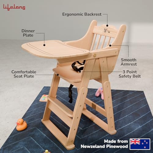 Lifelong Wooden High Chair / Babyhug Classic High Chair view 7